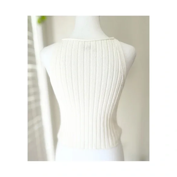Wilfred Cream Ribbed Halter Tank Top - Picture 4 of 5